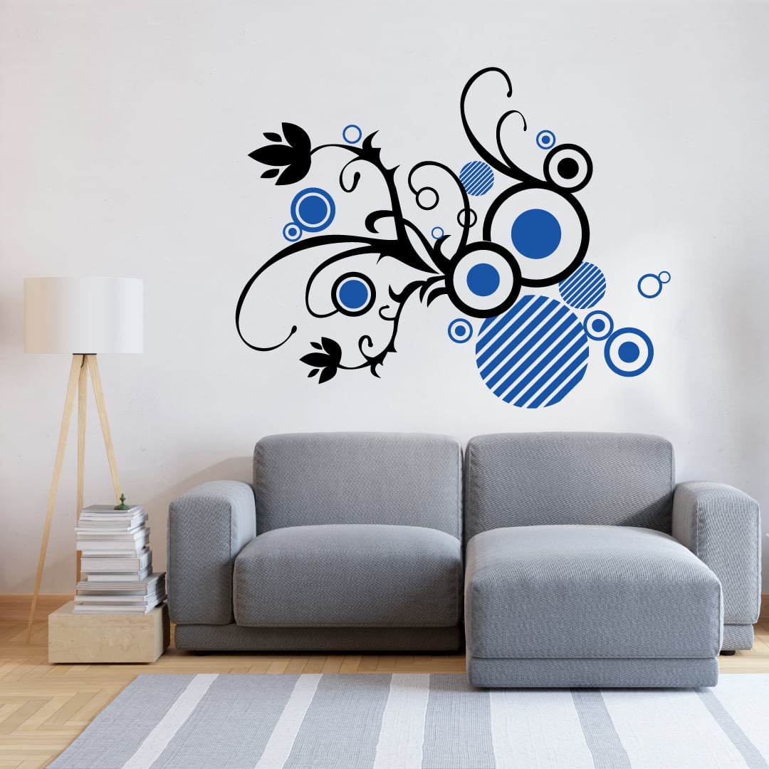 VINILO-ARABESCO-FLORAL-NEGRO-AZUL